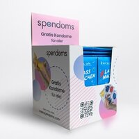 Beispiel Bild eines kostenfreien Kondomspenders von Spondoms – hier zusammen mit der Krankenkasse IKK classic